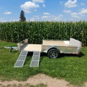 5 x 12 galvanized single axle steel landscape atv/utv trailer with 3500 lbs straight axle